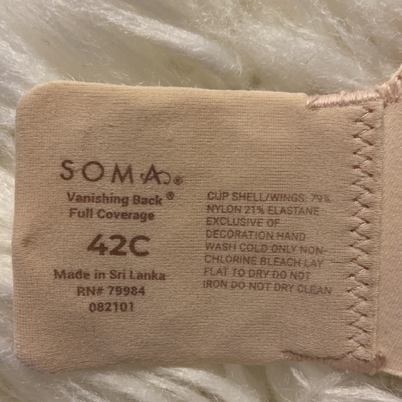 Soma Women's Bra size 42C cream  color excellent condition - Picture 5 of 12
